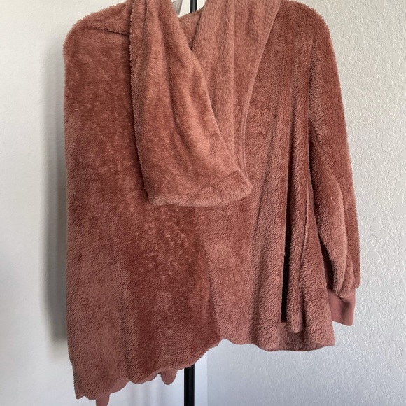 Forgotten Grace Sherpa Cardigan Jacket hoodie medium muted coral color - Picture 2 of 7